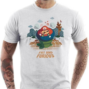 T-shirt geek homme - Fat and Furious - Couleur Blanc - Taille S
