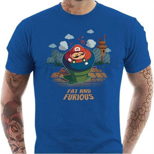 T-shirt geek homme - Fat and Furious - Couleur Bleu Royal - Taille S