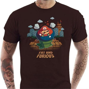 T-shirt geek homme - Fat and Furious - Couleur Chocolat - Taille S