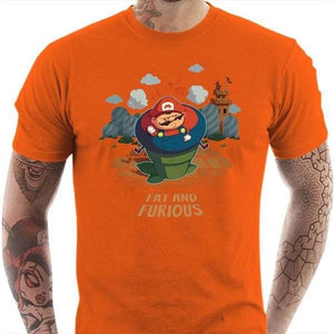 T-shirt geek homme - Fat and Furious - Couleur Orange - Taille S