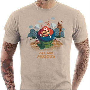 T-shirt geek homme - Fat and Furious - Couleur Sable - Taille S