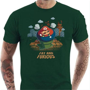 T-shirt geek homme - Fat and Furious - Couleur Vert Bouteille - Taille S