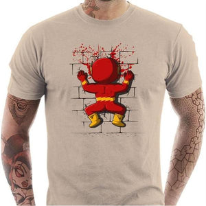 T-shirt geek homme - Flash Crash - Couleur Sable - Taille S