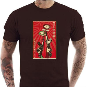 T-shirt geek homme - Fleur au fusil - Couleur Chocolat - Taille S