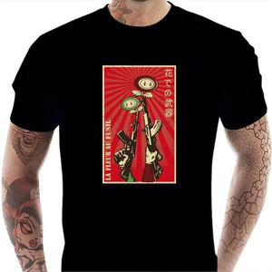 T-shirt geek homme - Fleur au fusil - Couleur Noir - Taille S