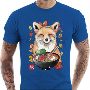 T-shirt geek homme - Fox Leaves and Ramen - Couleur Bleu Royal - Taille S