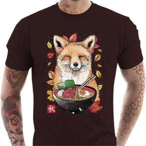 T-shirt geek homme - Fox Leaves and Ramen - Couleur Chocolat - Taille S