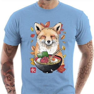 T-shirt geek homme - Fox Leaves and Ramen - Couleur Ciel - Taille S