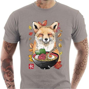 T-shirt geek homme - Fox Leaves and Ramen - Couleur Gris Clair - Taille S