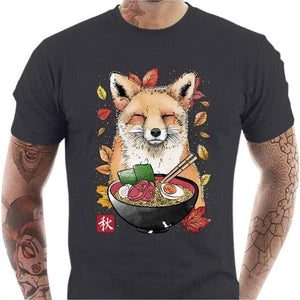 T-shirt geek homme - Fox Leaves and Ramen - Couleur Gris Foncé - Taille S