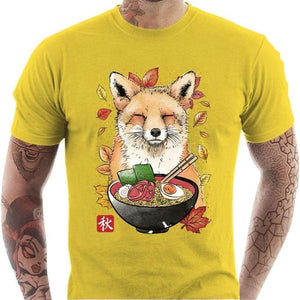 T-shirt geek homme - Fox Leaves and Ramen - Couleur Jaune - Taille S