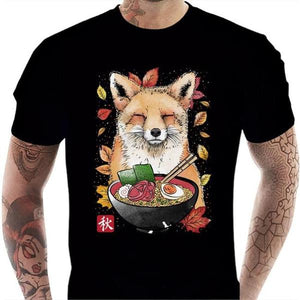 T-shirt geek homme - Fox Leaves and Ramen - Couleur Noir - Taille S