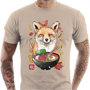 T-shirt geek homme - Fox Leaves and Ramen - Couleur Sable - Taille S