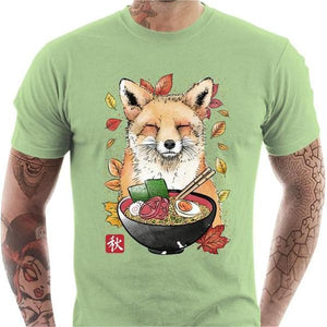 T-shirt geek homme - Fox Leaves and Ramen - Couleur Tilleul - Taille S