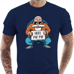 T-shirt geek homme - Free Paf Paf Tortue Géniale - Couleur Bleu Nuit - Taille S