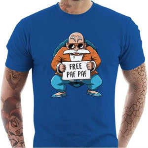 T-shirt geek homme - Free Paf Paf Tortue Géniale - Couleur Bleu Royal - Taille S
