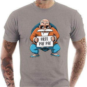 T-shirt geek homme - Free Paf Paf Tortue Géniale - Couleur Gris Clair - Taille S