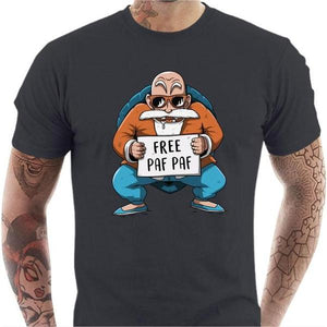 T-shirt geek homme - Free Paf Paf Tortue Géniale - Couleur Gris Foncé - Taille S