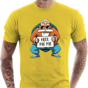 T-shirt geek homme - Free Paf Paf Tortue Géniale - Couleur Jaune - Taille S