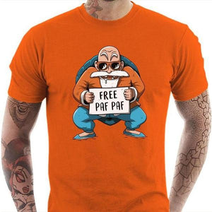 T-shirt geek homme - Free Paf Paf Tortue Géniale - Couleur Orange - Taille S