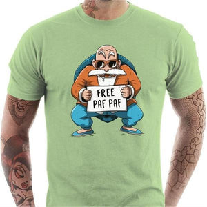 T-shirt geek homme - Free Paf Paf Tortue Géniale - Couleur Tilleul - Taille S