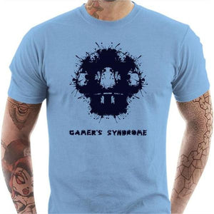 T-shirt geek homme - Gamer's syndrom - Couleur Ciel - Taille S