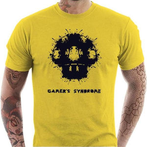 T-shirt geek homme - Gamer's syndrom - Couleur Jaune - Taille S