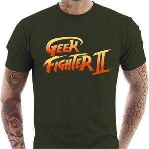 T-shirt geek homme - Geek Fighter II - Couleur Army - Taille S