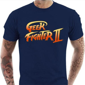 T-shirt geek homme - Geek Fighter II - Couleur Bleu Nuit - Taille S