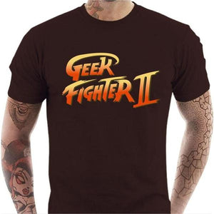 T-shirt geek homme - Geek Fighter II - Couleur Chocolat - Taille S