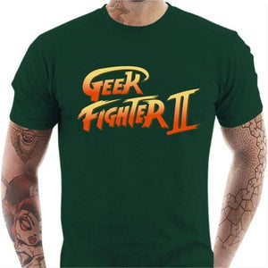 T-shirt geek homme - Geek Fighter II - Couleur Vert Bouteille - Taille S