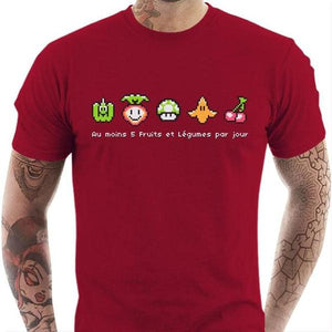 T-shirt geek homme - Geek Food - Couleur Rouge Tango - Taille S