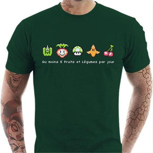 T-shirt geek homme - Geek Food - Couleur Vert Bouteille - Taille S