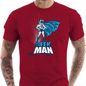 T-shirt geek homme - Geek Man - Couleur Rouge Tango - Taille S
