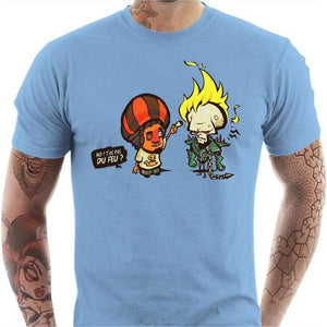 T-shirt geek homme - Ghost Rider - Couleur Ciel - Taille S