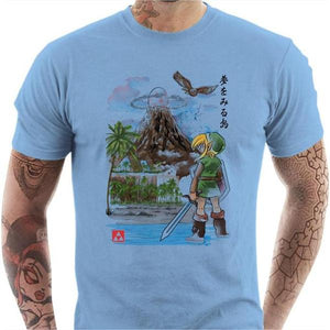 T-shirt geek homme - Hero's Awakening - Zelda - Couleur Ciel - Taille S