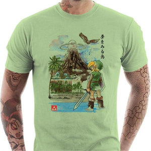 T-shirt geek homme - Hero's Awakening - Zelda - Couleur Tilleul - Taille S