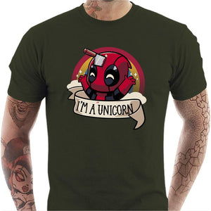 T-shirt geek homme - I am unicorn - Couleur Army - Taille S