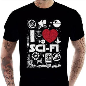 T-shirt geek homme - I love Sci Fi - Couleur Noir - Taille S