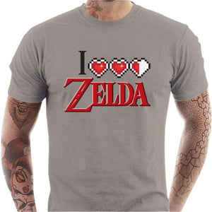 T-shirt geek homme - I love Zelda - Couleur Gris Clair - Taille S