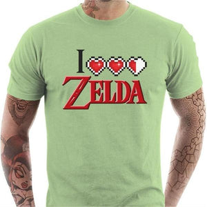T-shirt geek homme - I love Zelda - Couleur Tilleul - Taille S