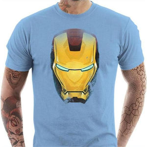 T-shirt geek homme - Iron Man - Couleur Ciel - Taille S