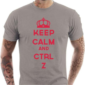 T-shirt geek homme - Keep calm and CTRL Z - Couleur Gris Clair - Taille S