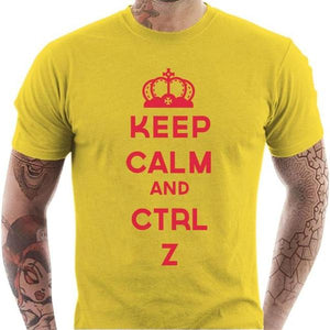 T-shirt geek homme - Keep calm and CTRL Z - Couleur Jaune - Taille S