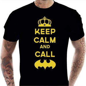 T-shirt geek homme - Keep calm and call Batman - Couleur Noir - Taille S