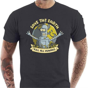 T-shirt geek homme - Kill all Humans - Couleur Gris Foncé - Taille S