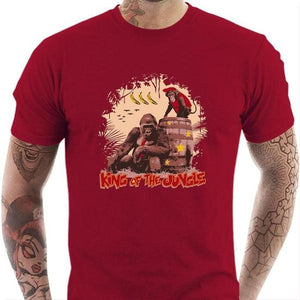 T-shirt geek homme - King of the jungle - Couleur Rouge Tango - Taille S