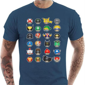 T-shirt geek homme - Know your Mushroom - Couleur Bleu Gris - Taille S
