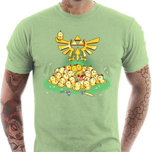 T-shirt geek homme - Link vs Cocottes - Couleur Tilleul - Taille S