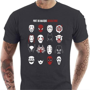 T-shirt geek homme - Masque Geek Obligatoire - Couleur Gris Foncé - Taille S